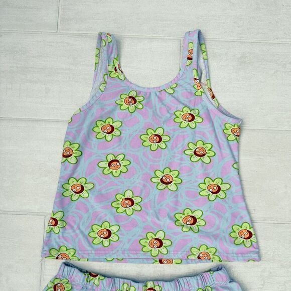 Rick and Morty Matching PJ Set Cami Tank Shorts Adult Swim Purple Green Medium - Picture 2 of 9